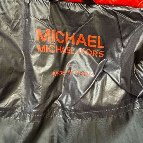 Michael Kors Quilted Nylon Puffer Coat Jacket Neoprene Sleeves Women’s Large - Picture 11 of 13
